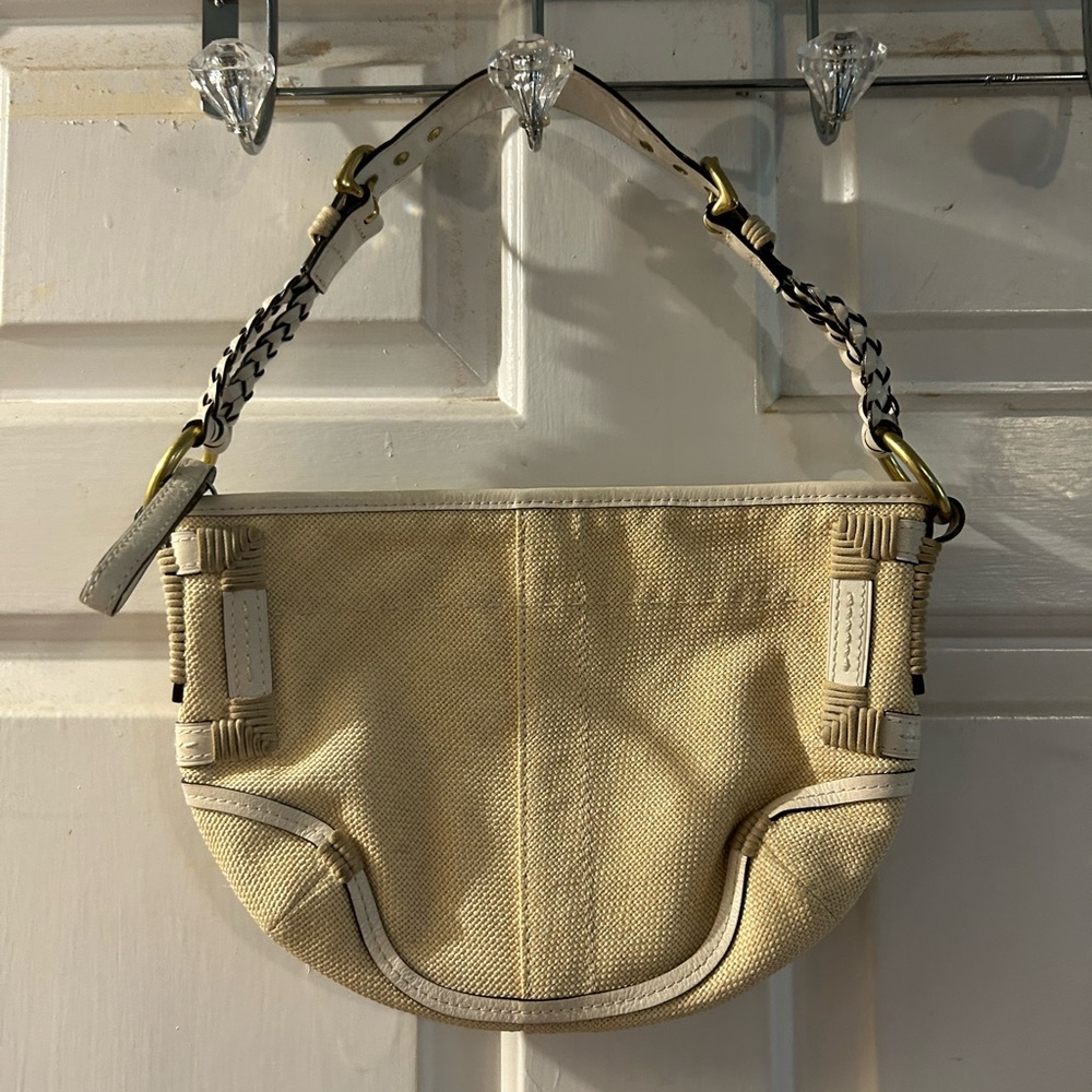 Coach Beige Shoulder Bag with White Trim